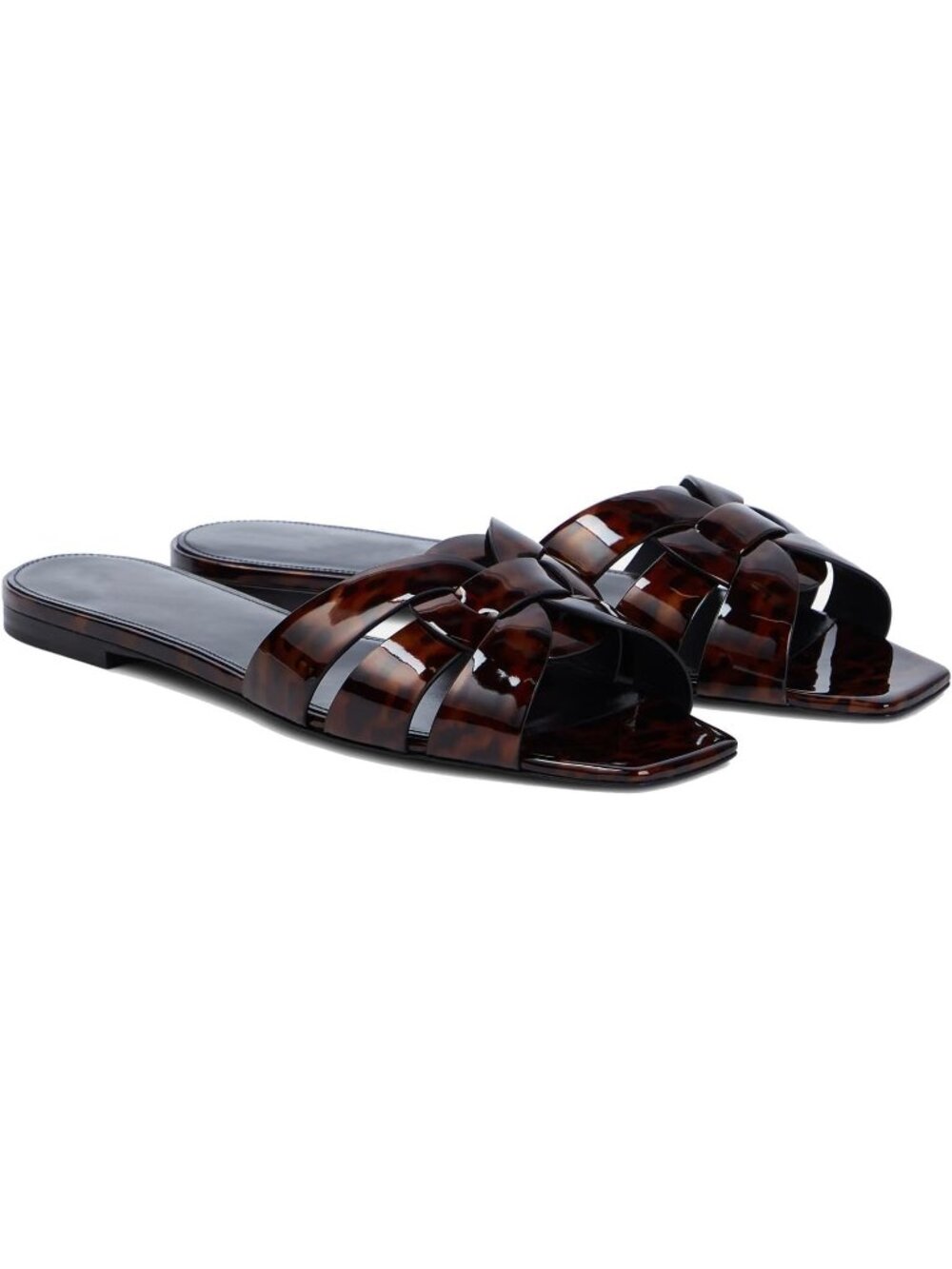 Women's Leopard Faux Leather Square Toe Comfortable Slip on Flats Slipper